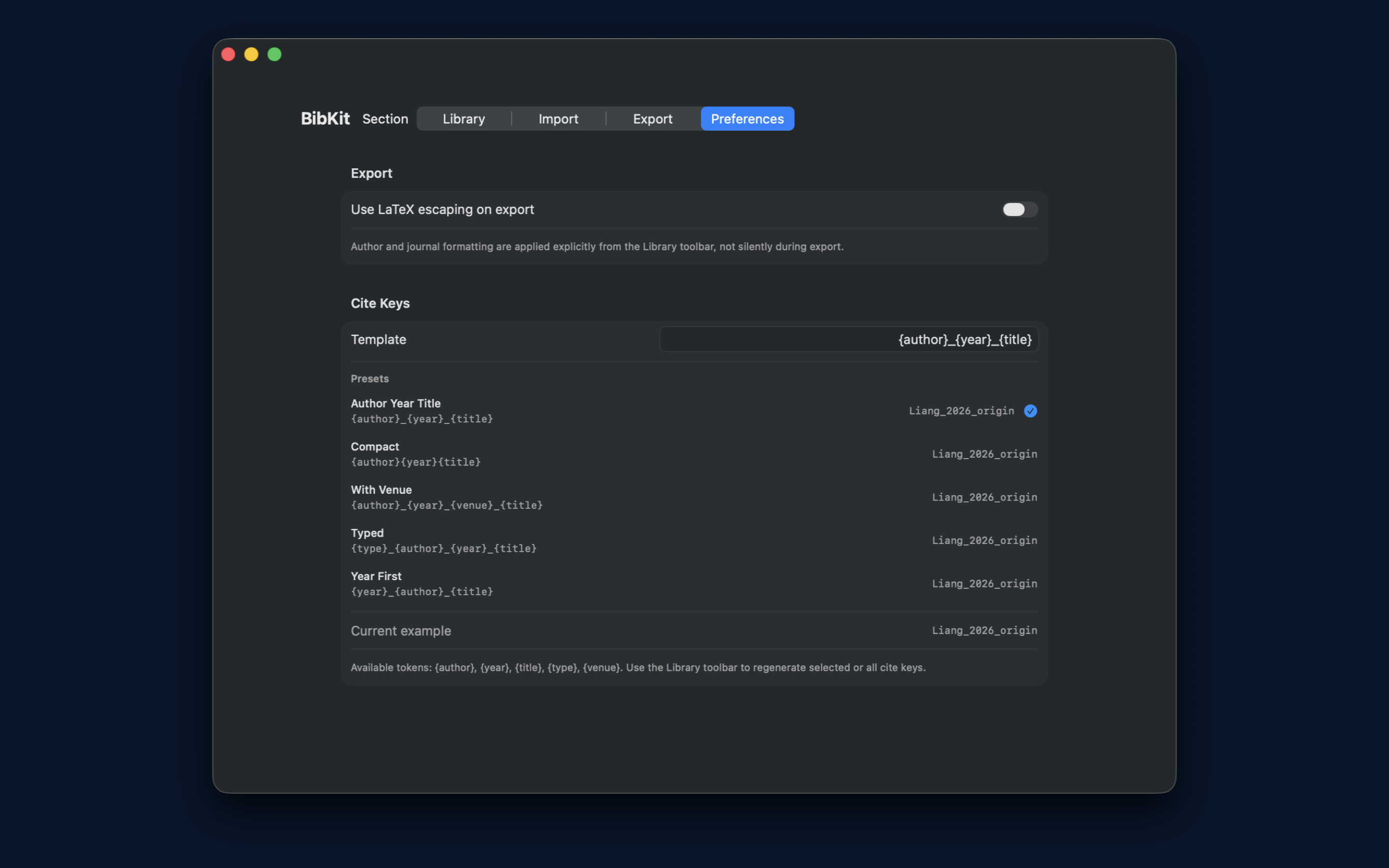BibKit export preview screenshot