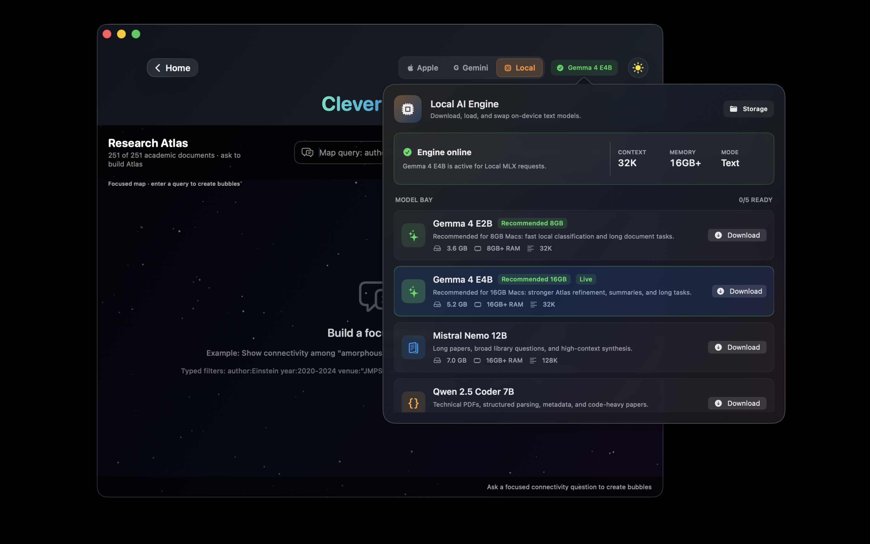 Research Atlas and Local AI Engine