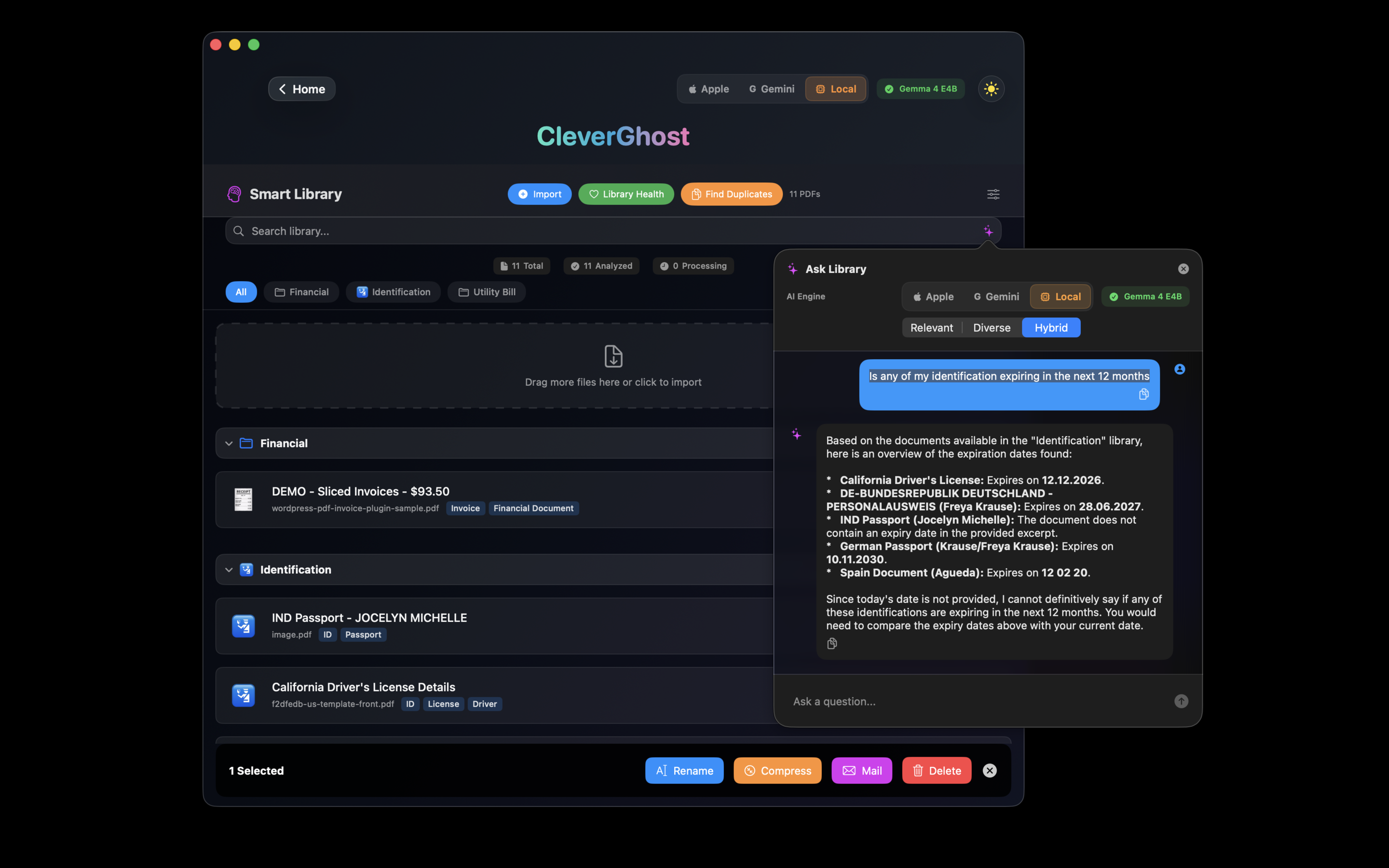 Smart Library — AI answering questions about ID expiry