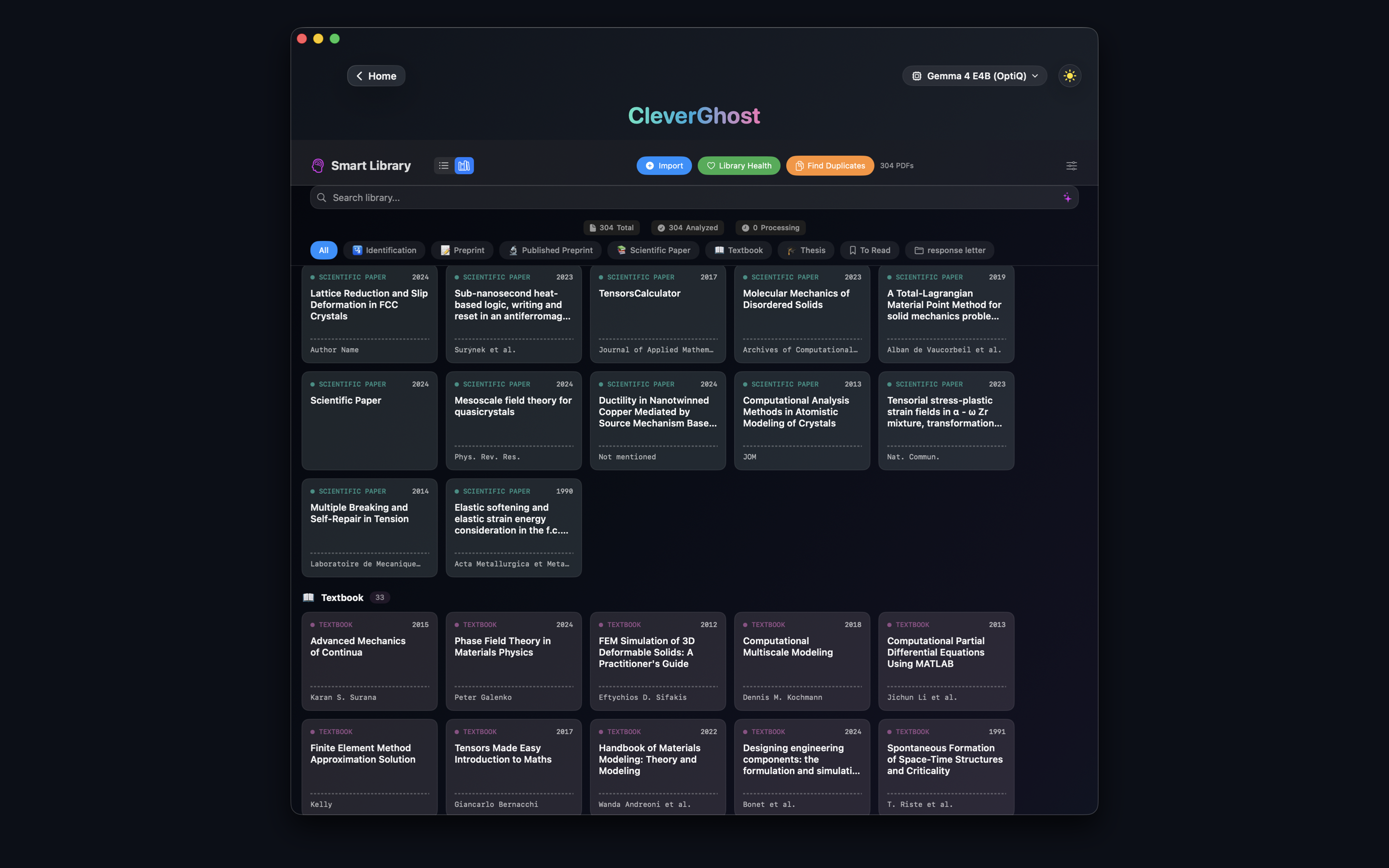Smart Library grid view with searchable document drawers