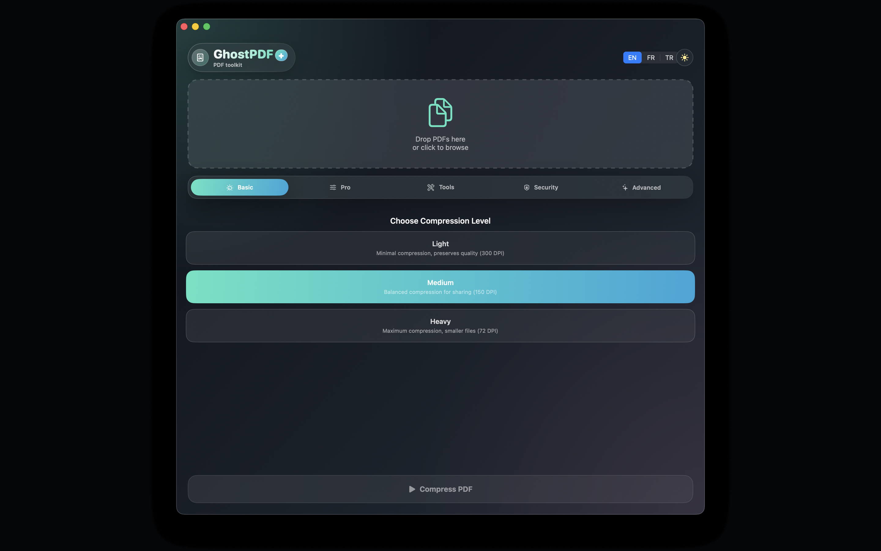 GhostPDF Basic compression mode