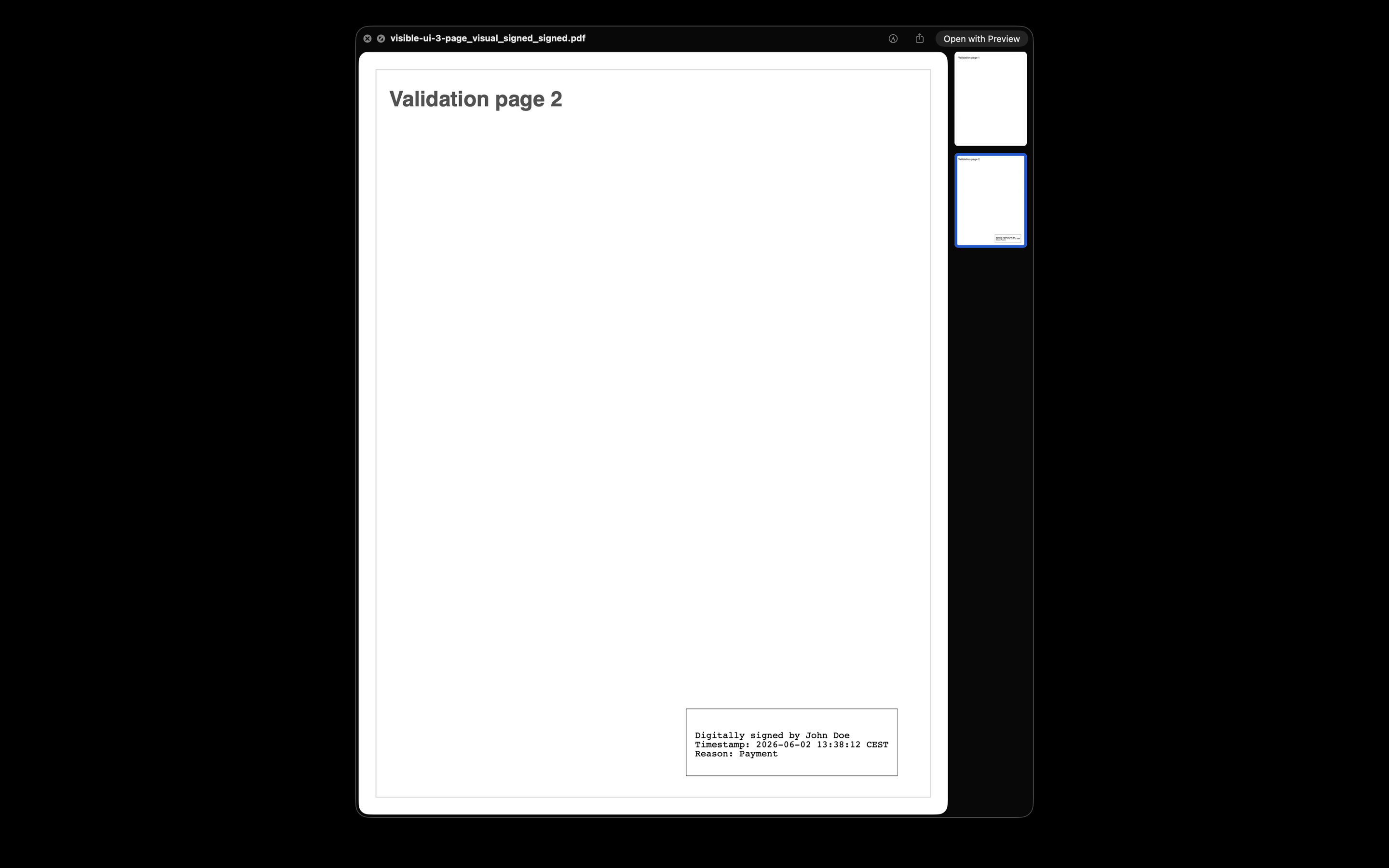 Acrobat Reader signature panel showing signed PDF validation