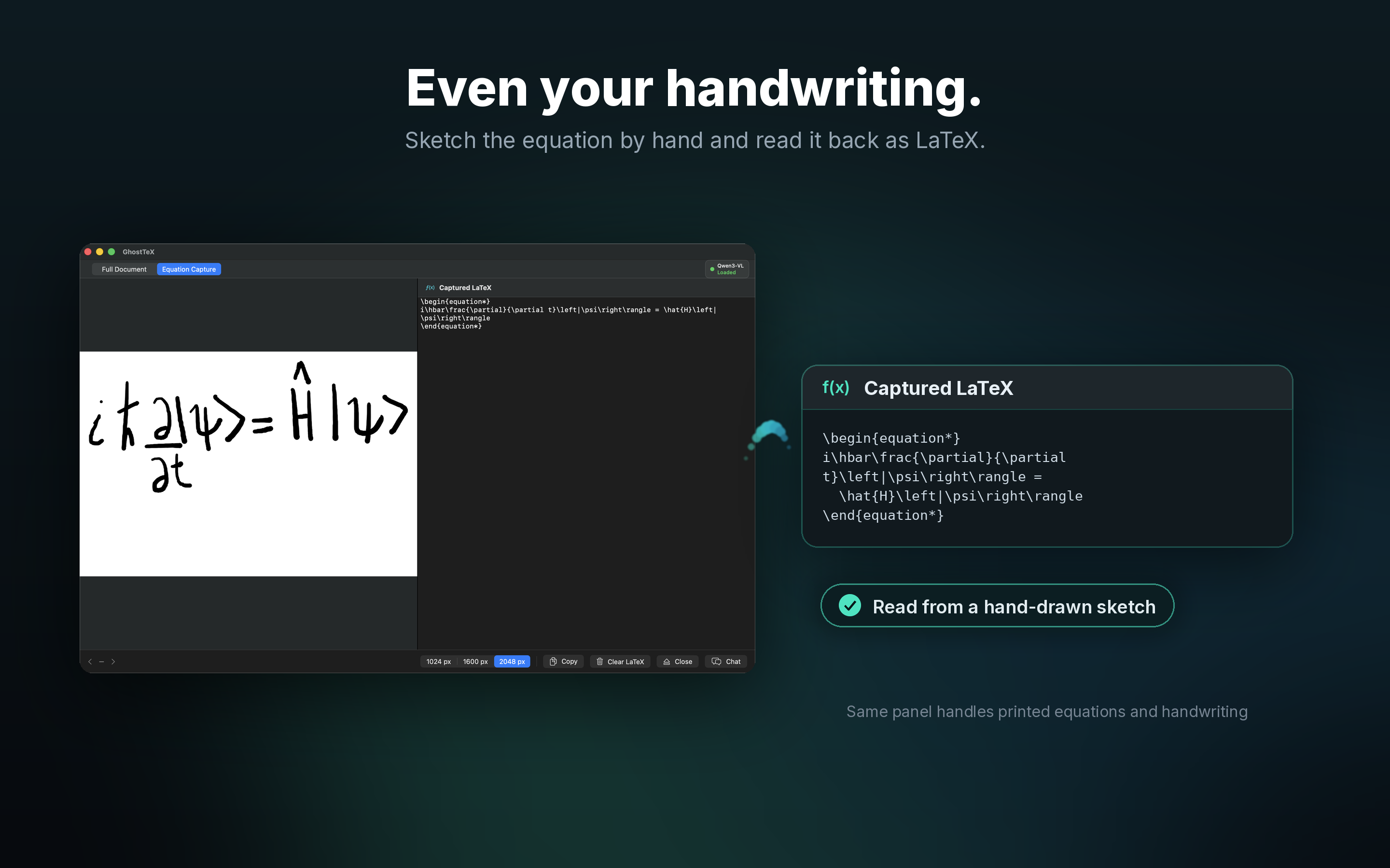 GhostTeX transcribing handwritten notes into LaTeX