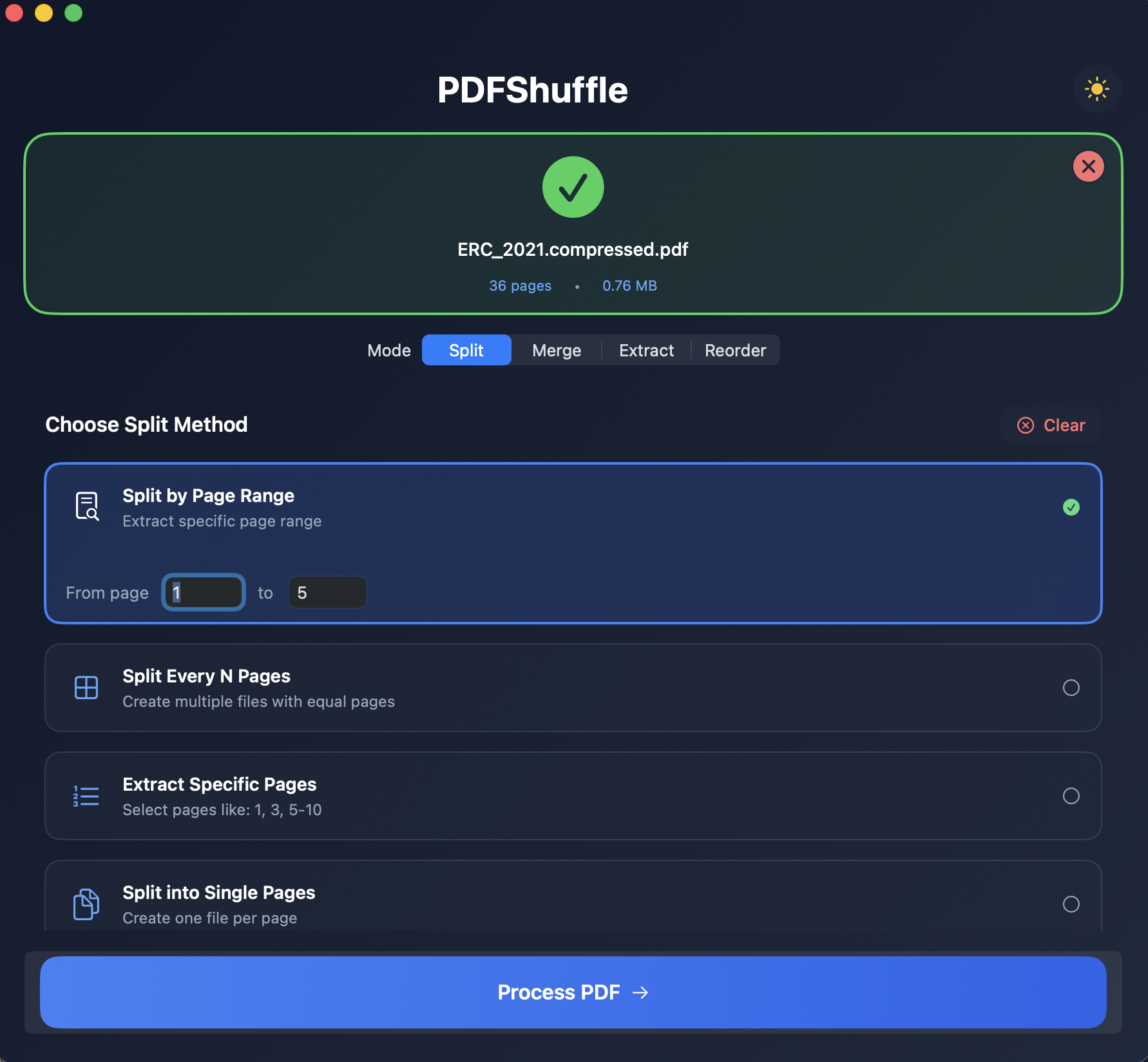 PDFShuffle Main View
