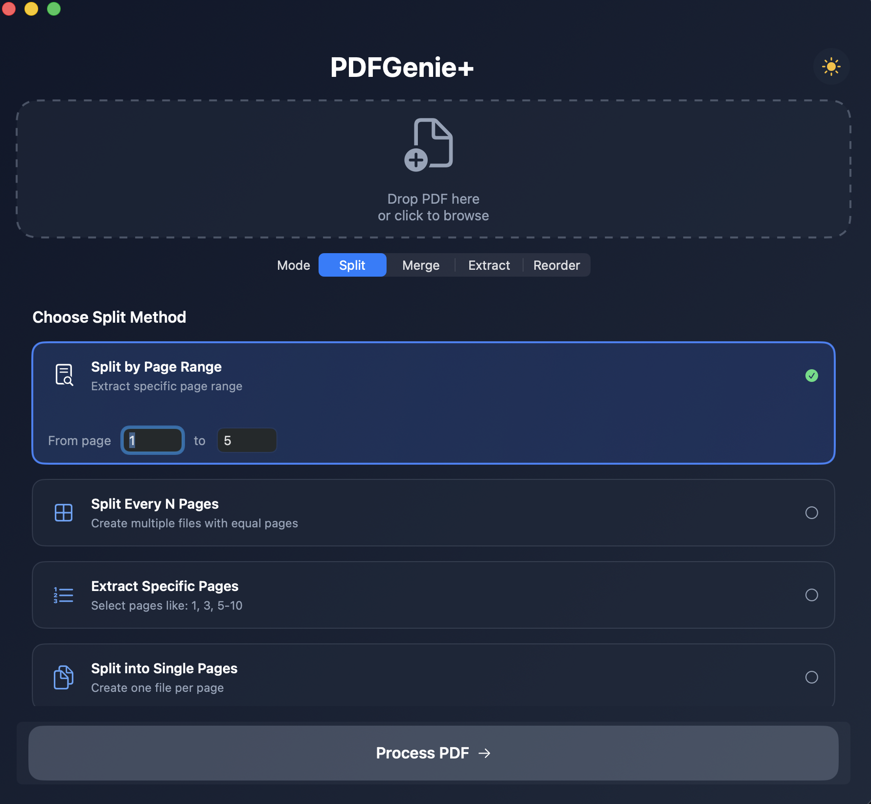 PDFShuffle App Interface